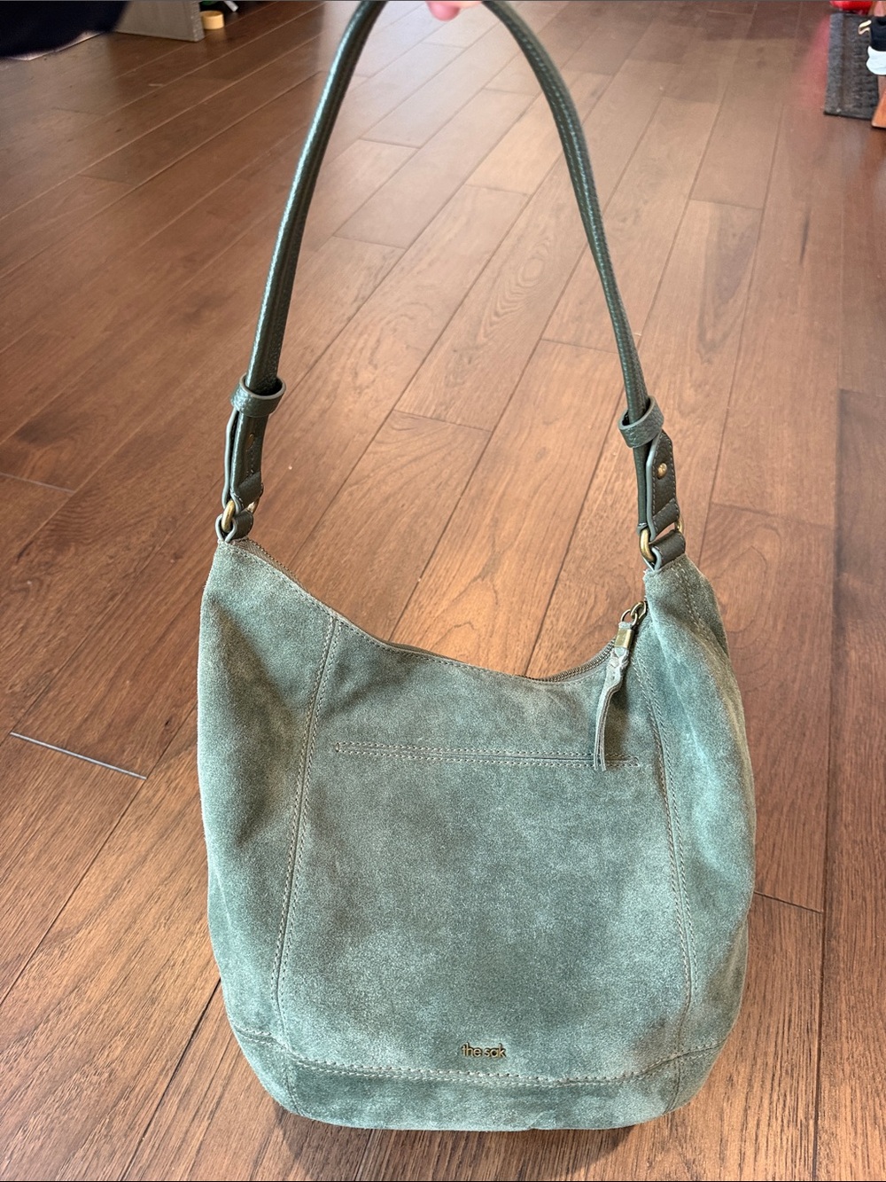 The Sak Sequoia Suede Hobo Bag in Moss Green - C11-686